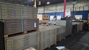 LARGE LOT OF STEEL FILE / BLUEPRINT CABINETS