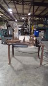 METAL WORKSHOP TABLE WITH VISE AND DAKE ARBOR PRESS