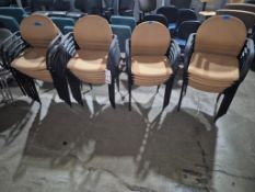(28) TAN FABRIC STACKABLE ARMCHAIRS