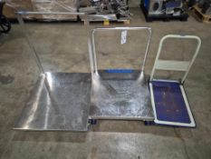 (3) INDUSTRIAL ROLLING STEEL PLATFORM CARTS