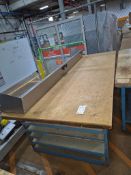 INDUSTRIAL HEAVY DUTY WORKTABLE WITH BUILT-IN SHEET MATERIAL STORAGE SHELVES