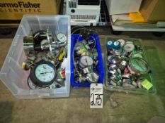 ASSORTED INDUSTRIAL PRESSURE GAUGES, DIGITAL TRANSMITTERS, AND REGULATORS