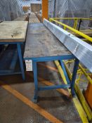 INDUSTRIAL HEAVY DUTY WORKTABLE WITH UNDER-SHELF AND PERIMETER SAFETY GUARD RAIL