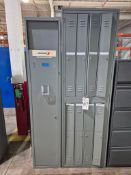 STEEL UNIFORM EXCHANGE & 10-COMPARTMENT LOCKER BANK - GRAY