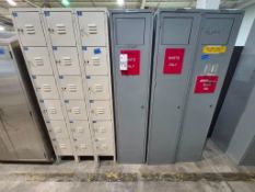 INDUSTRIAL STEEL MULTI-TIER STORAGE LOCKERS & 3-UNIT BANK,