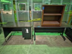(2) OFFICE DESKS AND (1) WOODEN BOOKCASE SET
