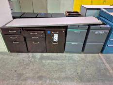 OFFICE CABINET AND DESK COMPONENT GROUP - 5 CABINETS, WORK SURFACE PANEL