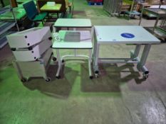 (3) ASSORTED ROLLING MEDICAL OR LABORATORY COMPUTER DESKS AND CARTS