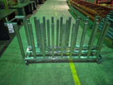 HEAVY DUTY STAINLESS STEEL ROLLING PIPE RACK CART