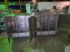 (2) STAINLESS STEEL ROLLING ENCLOSED TRAY DELIVERY CABINETS