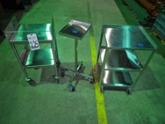 (3) ASSORTED STAINLESS STEEL ROLLING UTILITY CARTS AND STAND
