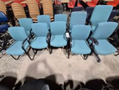 (10) TEAL FABRIC ADJUSTABLE OFFICE TASK AND SIDE CHAIRS