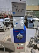 THERMOSAFE DRY ICE CHEST AND (3) ASSORTED CHEMICAL SAFETY STORAGE CABINETS