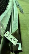 ASSORTED 3/8” THICK 4” 90-DEGREE ANGLE ALUMINUM STOCK. VARYING 9’ TO 22’ LONG