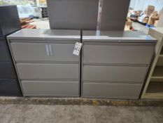 4-DRAWER LATERAL METAL FILING CABINETS - 2 UNITS, GRAY