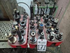 ASSORTED 40-TAPER TOOL HOLDERS & CNC TOOLING WITH (3) BENCHTOP TRAYS