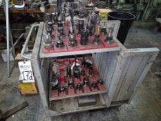HEAVY-DUTY ROLLING CABINET CART WITH ASSORTED 40-TAPER CNC TOOLING