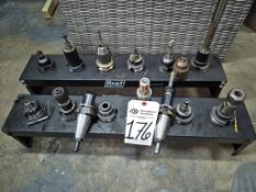 BENCHTOP TOOL RACKS WITH ASSORTED 40-TAPER CNC TOOL HOLDERS & TOOLING