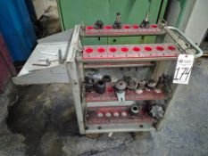 HEAVY-DUTY 4-TIER MOBILE TOOL CART WITH ASSORTED 40-TAPER CNC TOOLING