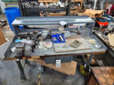HEAVY-DUTY STEEL WORKBENCH WITH MOUNTED BENCH VISE & TOOLING *CONTENTS INCLUDED