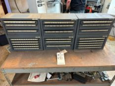 (6) HUOT METAL STORAGE CABINETS WITH ASSORTED TAPS, DRILLS, AND CUTTERS