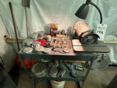 BALDOR 500 1/2 HP CARBIDE TOOL GRINDER WITH METAL CART AND CONTENTS