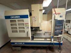 2000 OKUMA MC-V4020 CNC VERTICAL MACHINING CENTER, JORGENSEN CHIP CONVEYOR