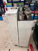 (2) METAL STORAGE BIN CABINET WITH MACHINED STEEL RINGS