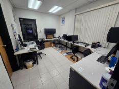 FURNITURE CONTENTS OF 1 ROOM - DESKS, FILING CABINETS