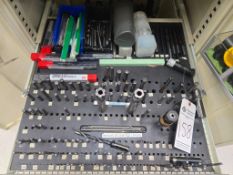 CONTENTS OF (1) TOOL BOX DRAWER - YG-1 DREAM DRILLS, CARBIDE TWIST DRILLS & COLLET EXTENSIONS