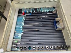 CONTENTS OF (1) TOOL BOX DRAWER - MICRO-DRILLS, REAMERS, EXTENSION TOOLING & ER COLLETS