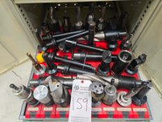 CONTENTS OF (1) TOOL BOX DRAWER - LARGE AMOUNT OF CAT40 TOOL HOLDERS WITH TOOLING