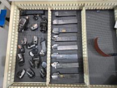 CONTENTS OF (1) TOOL BOX DRAWER - SANDVIK SQUARE SHANK TOOL HOLDERS & CUTTING HEADS