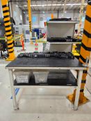 WORKBENCH WITH HAAS LATHE TOOLHOLDERS, CHUCK HARD JAWS & RIGGING SLINGS
