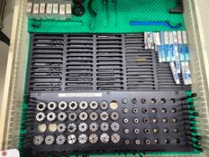 CONTENTS OF (1) TOOL BOX DRAWER - CARBIDE END MILLS, DRILLS, ER COLLETS & SPANNERS