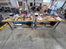 (2) HEAVY-DUTY METAL WORKBENCH W/ WOOD TOP *CONTENTS NOT INCLUDED