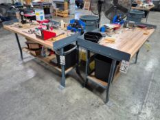 (2) HEAVY-DUTY METAL WORKBENCH W/ WOOD TOP *CONTENTS NOT INCLUDED