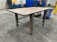 HEAVY DUTY MOBILE STEEL WORK TABLE