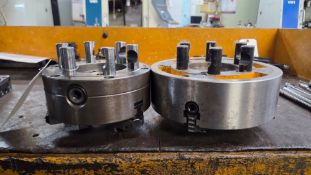 (2) LATHE CHUCKS WITH CAMLOCK MOUNTING PINS
