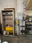 SHELVING UNITS WITH CONTENTS AND DRUM HAND PUMPS