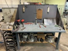 HEAVY DUTY STEEL WORKBENCH W/ BACKSPLASH & CONTENTS