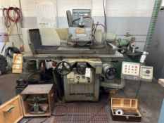 1980 OKAMOTO ACCUGAR-124N 12" X 24" SURFACE GRINDER WITH BALANCING STAND, ACCESSORIES