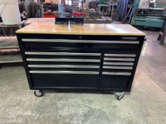 HUSKY 52" 10-DRAWER MOBILE WORKBENCH CABINET WITH HARDWOOD TOP