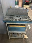 TOOL STAND WITH GREENFIELD TAP & DIE SET, PITTSBURGH 45-PIECE METRIC TAP & DIE SET, DRILL BITS