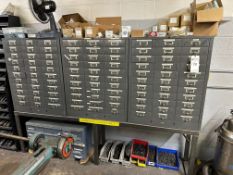 ASSORTED HARDWARE AND FASTENERS WITH STORAGE CABINETS