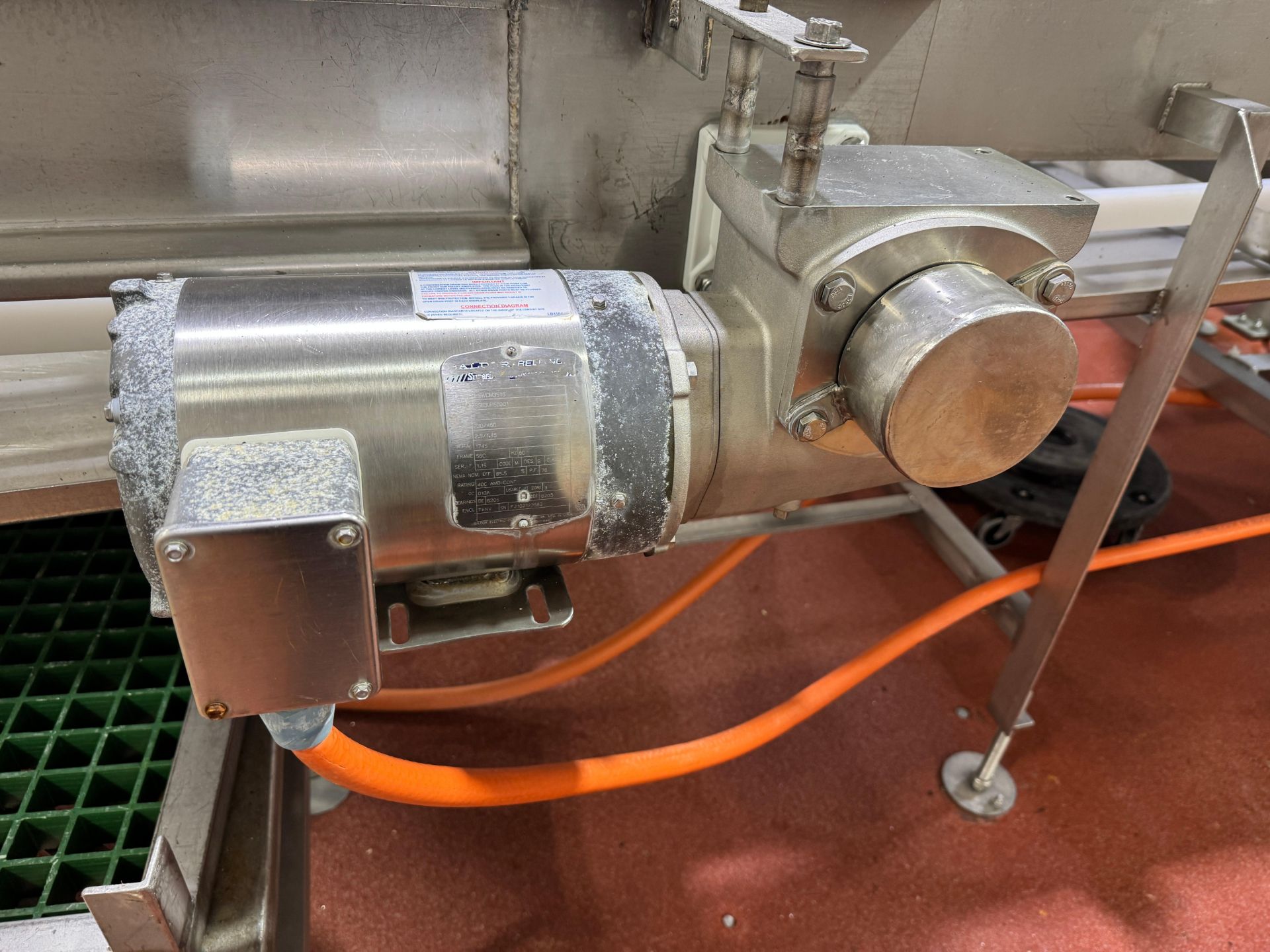 Stainless trim-inspection conveyor, approx 10' long, with wear strips ...
