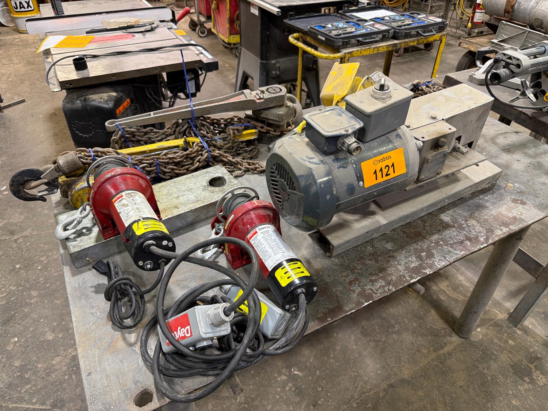 [LOT] of Assorted Power Tools, cable hoists, lever hoists, load chains ...
