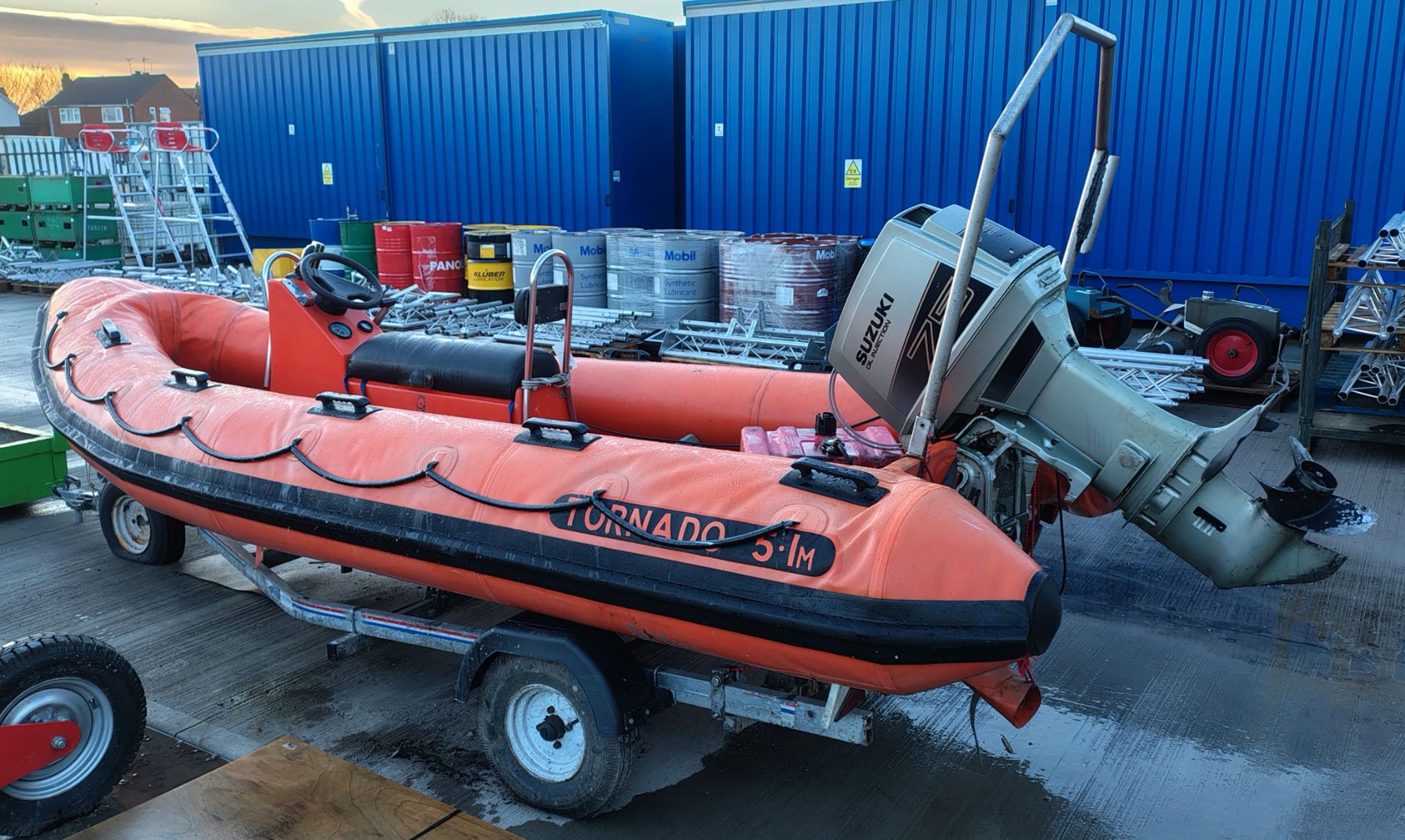 Tornado 5.1 RIB boat with Suzuki DT75 oil injection 2 stroke outboard engine on a trailer - Image 4 of 20