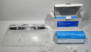 Disposable full face shield & Work surgical type IIR face masks - see desc.
