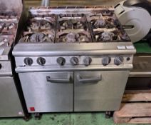 Falcon G3101 gas 6-burner oven range on castors - W 900 x D 860 x H 940mm
